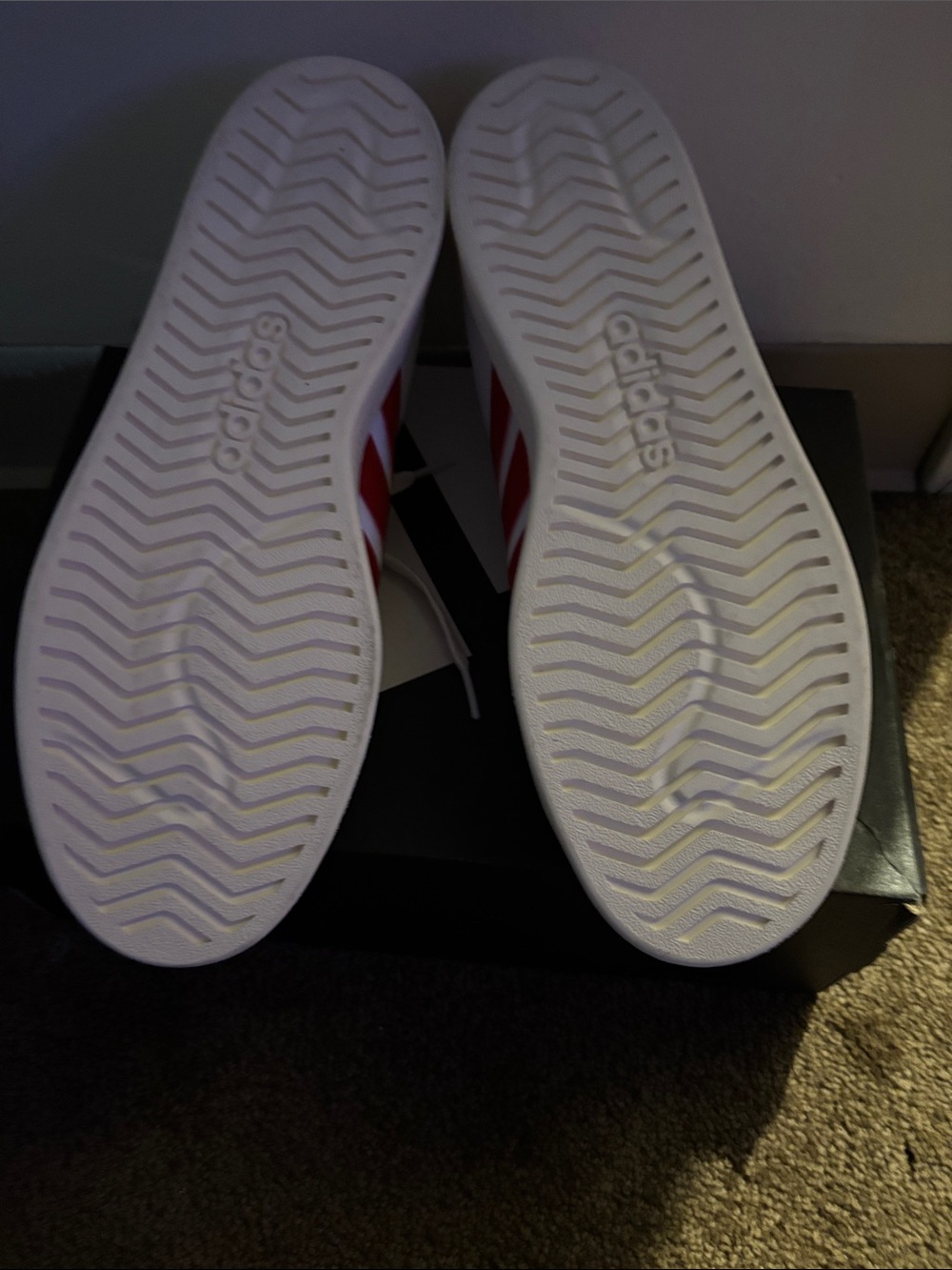 adidas White Sneakers with Red Three-Stripes Accent - Picture 5 of 7